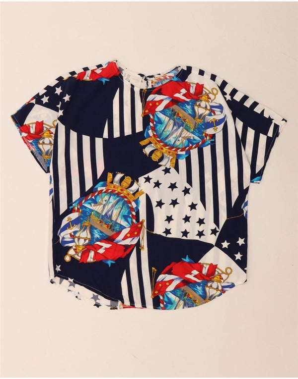 Γυναικεία μπλούζα VINTAGE Top UK 10/12 Medium Navy Blue Colourblock