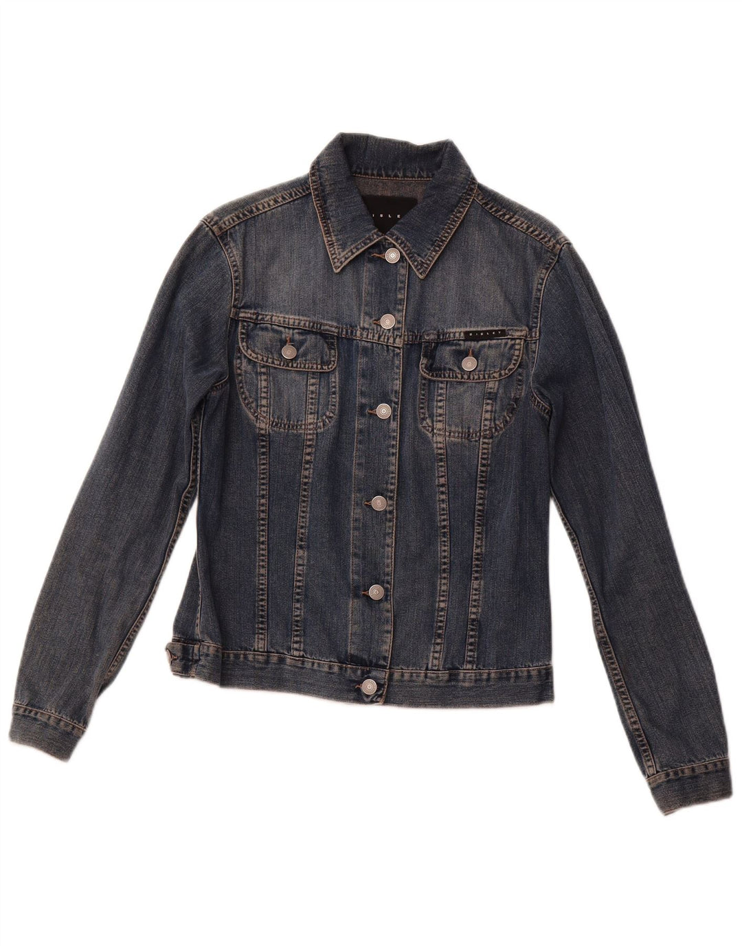 Γυναικείο τζιν μπουφάν SISLEY UK 10 Small Navy Blue Cotton