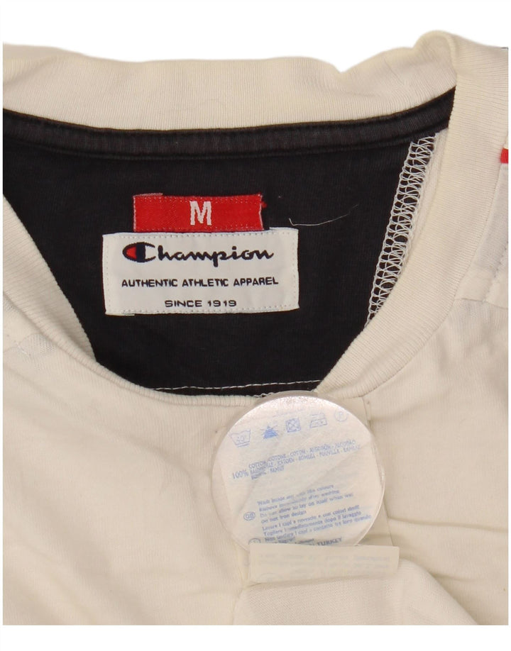 Ανδρικό γραφικό μπλουζάκι Champion Top, μεσαίο λευκό χρώμα, βαμβακερό