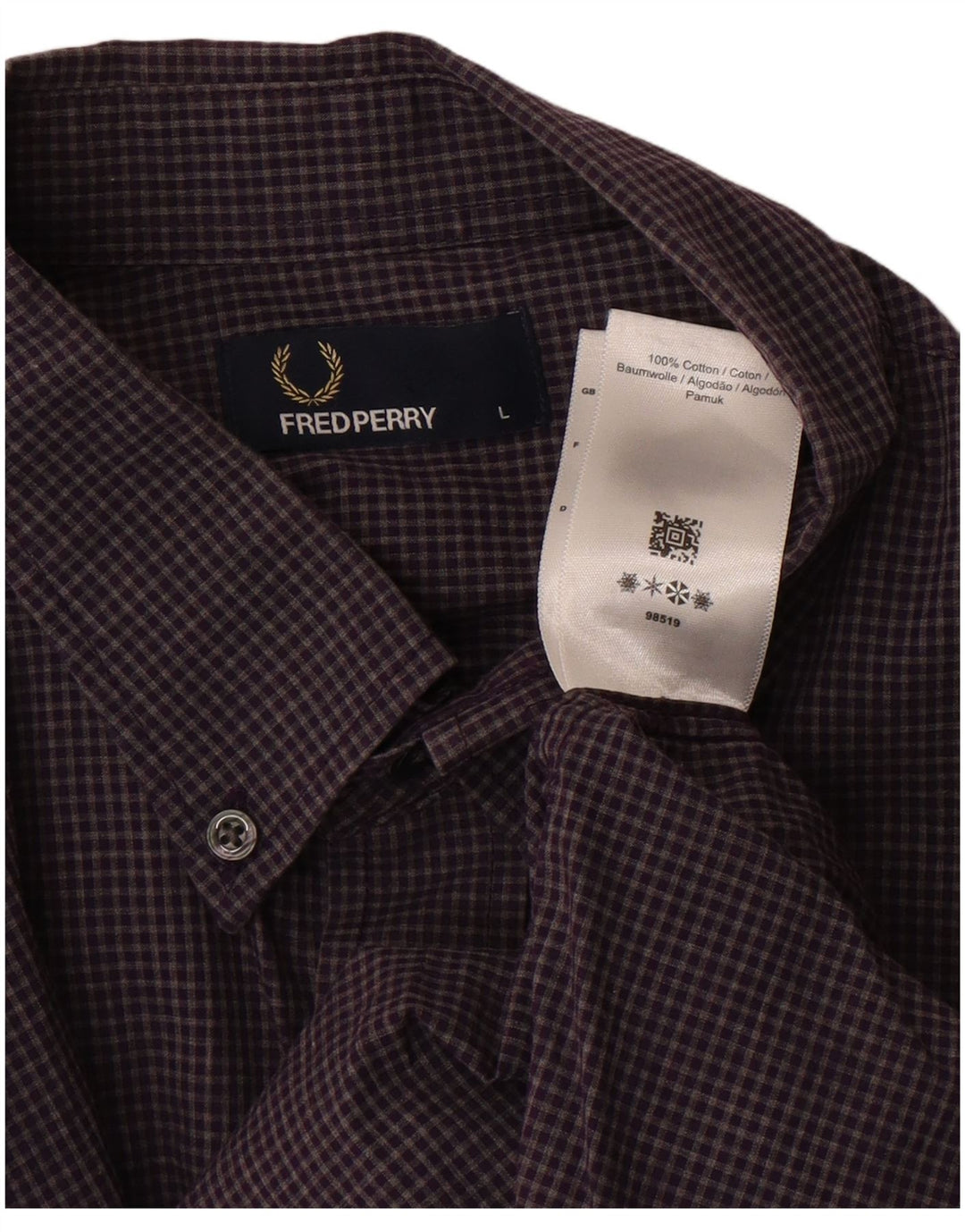FRED PERRY Ανδρικό πουκάμισο μεγάλο μωβ βαμβακερό Gingham