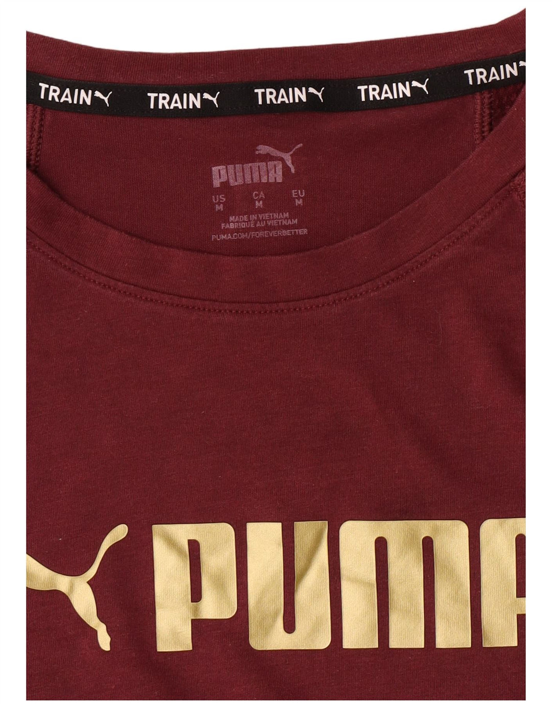 PUMA Womens Graphic T-Shirt Top UK 14 Medium Burgundy