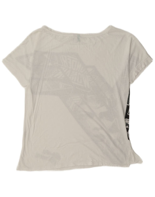 Γυναικείο γραφικό μπλουζάκι Benetton Top UK 14 Μεσαίο λευκό βαμβακερό