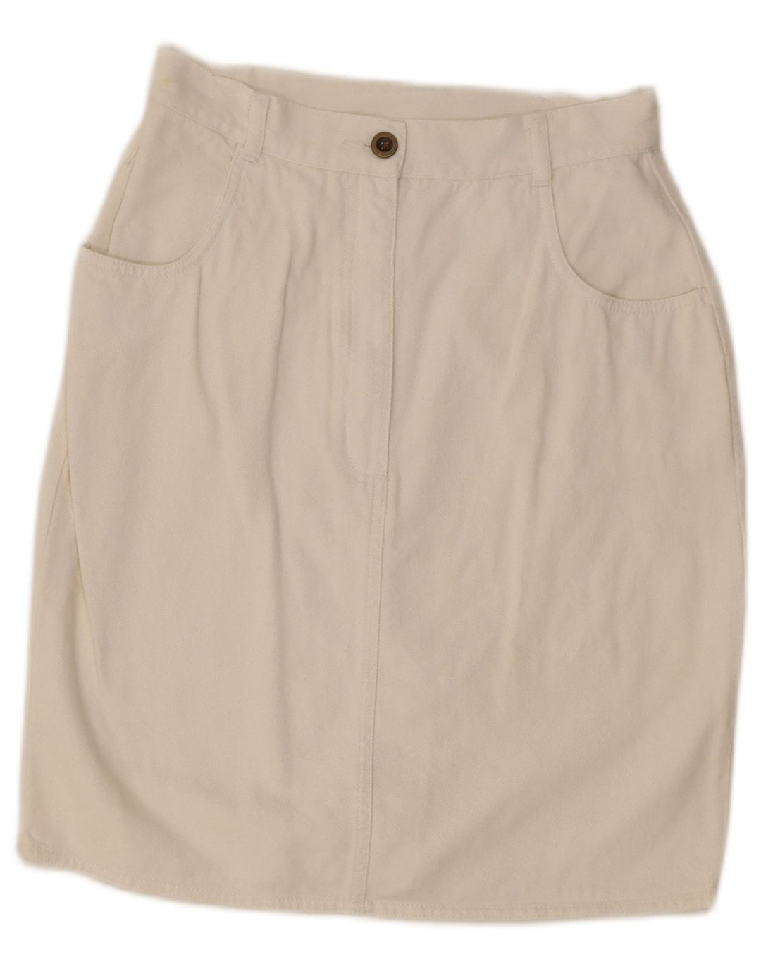 Vintage Γυναικεία ίσια Φούστα IT 42 Medium W27 Λευκή Βαμβακερή
