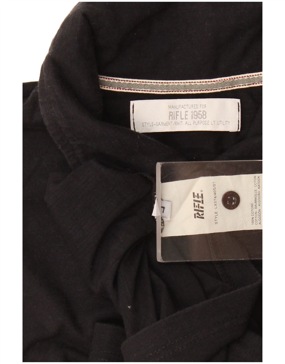 Ανδρικό πουκάμισο Polo Rifle, μεγάλο μαύρο βαμβακερό