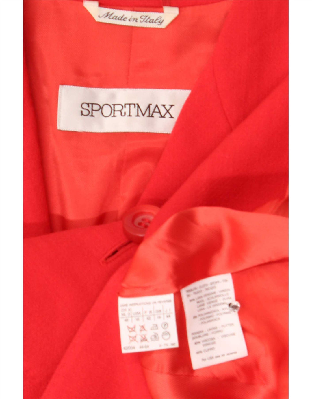 Sportmax Γυναικείο σακάκι με 4 κουμπιά UK 14 μεγάλο κόκκινο παρθένο μαλλί