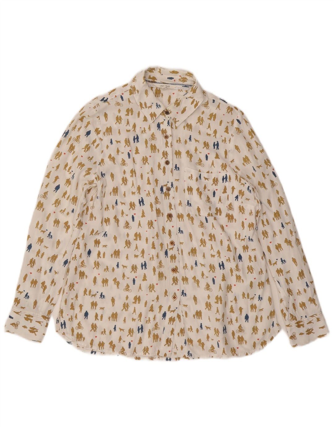 White Stuff Γυναικεία μπλούζα με αφηρημένο σχέδιο πουκάμισο UK 8 Small Off White