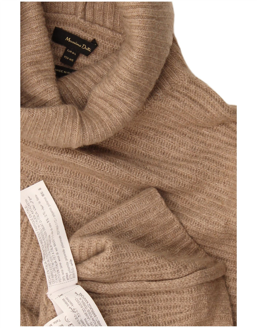 Massimo Dutti Γυναικείο πουλόβερ με ρολό λαιμόκοψη UK 14 Μεσαίο καφέ
