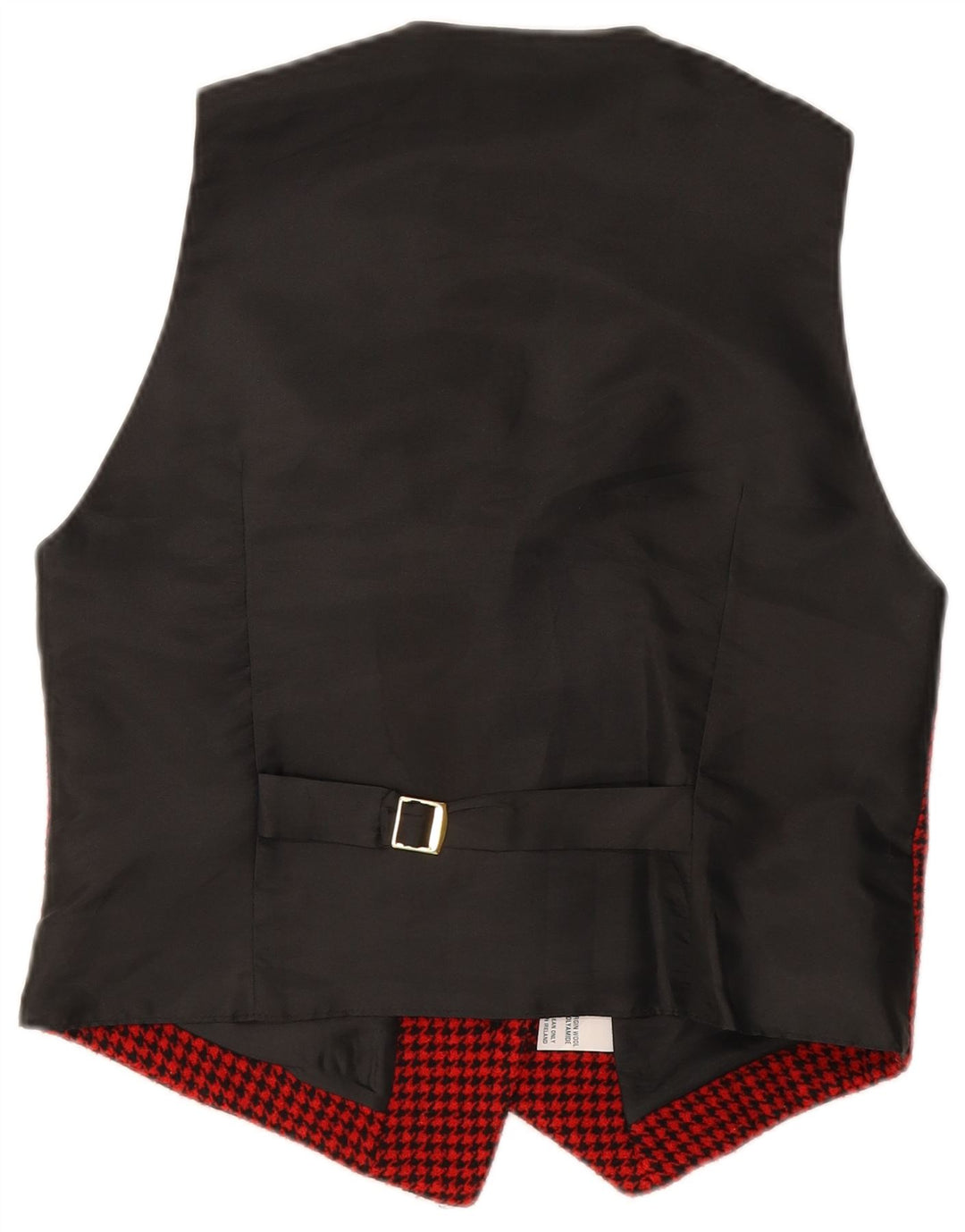 AVALON Womens Waistcoat UK 14 Large  Red Houndstooth Virgin Wool