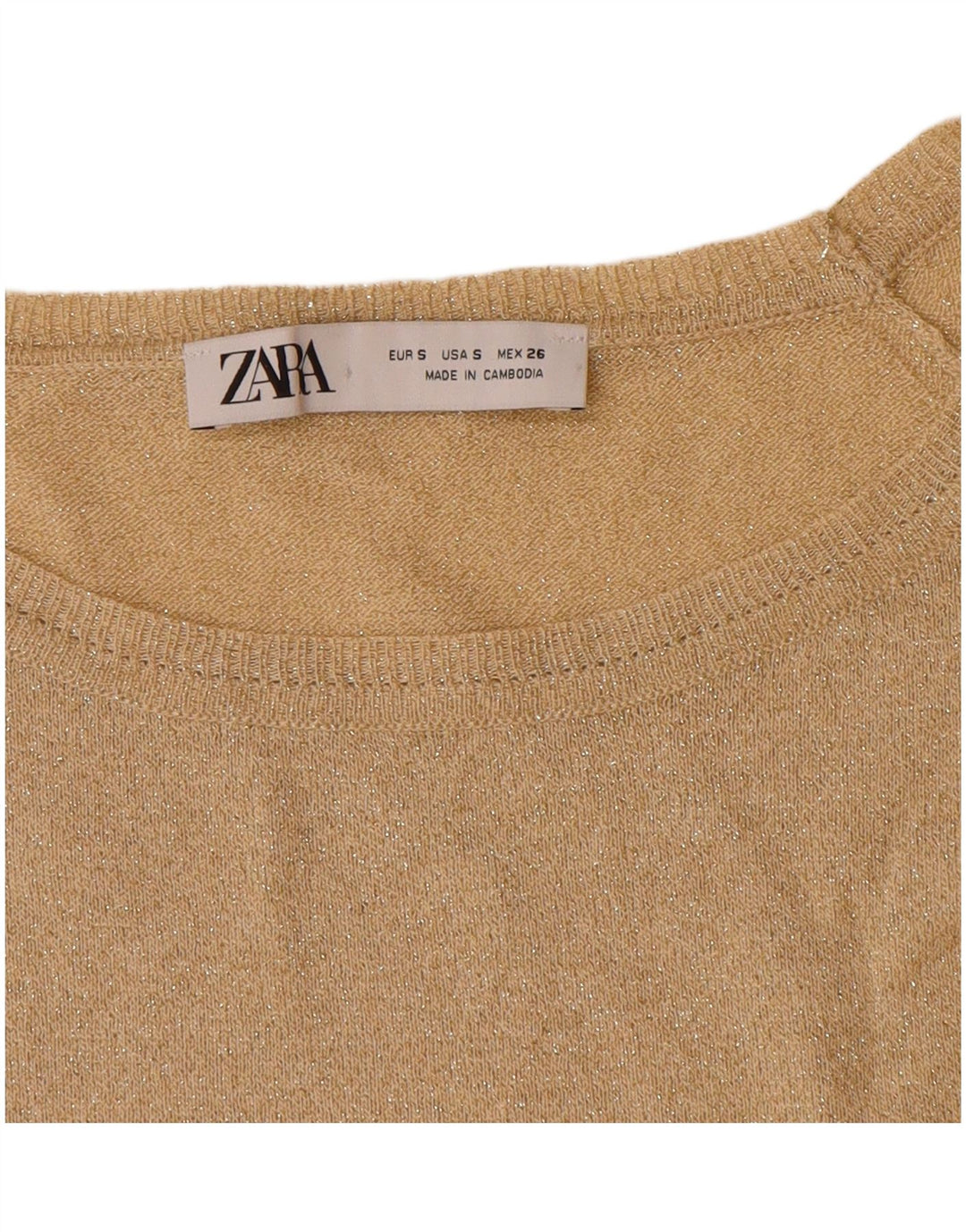 Zara Γυναικείο πουλόβερ με λαιμόκαυστο UK 10 Small Beige