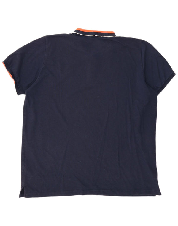 Ανδρικό μπλουζάκι πόλο ADIDAS 3XL Navy Blue Colorblock Βαμβακερό