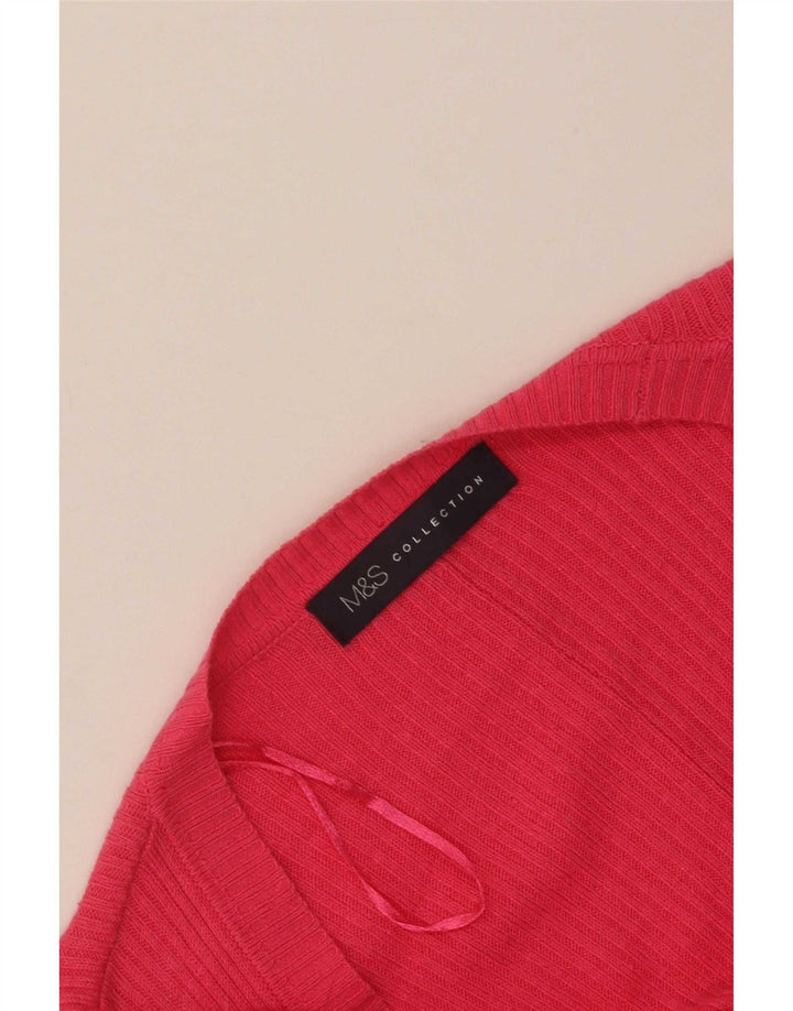 Marks & Spencer Γυναικείο ανοιχτό πουλόβερ ζακέτα UK 14 μεγάλο ροζ