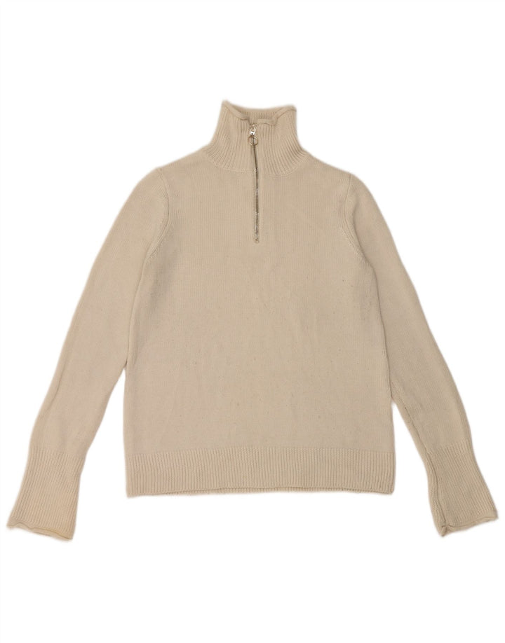 Zara Γυναικείο πουλόβερ με φερμουάρ UK 14 Large White