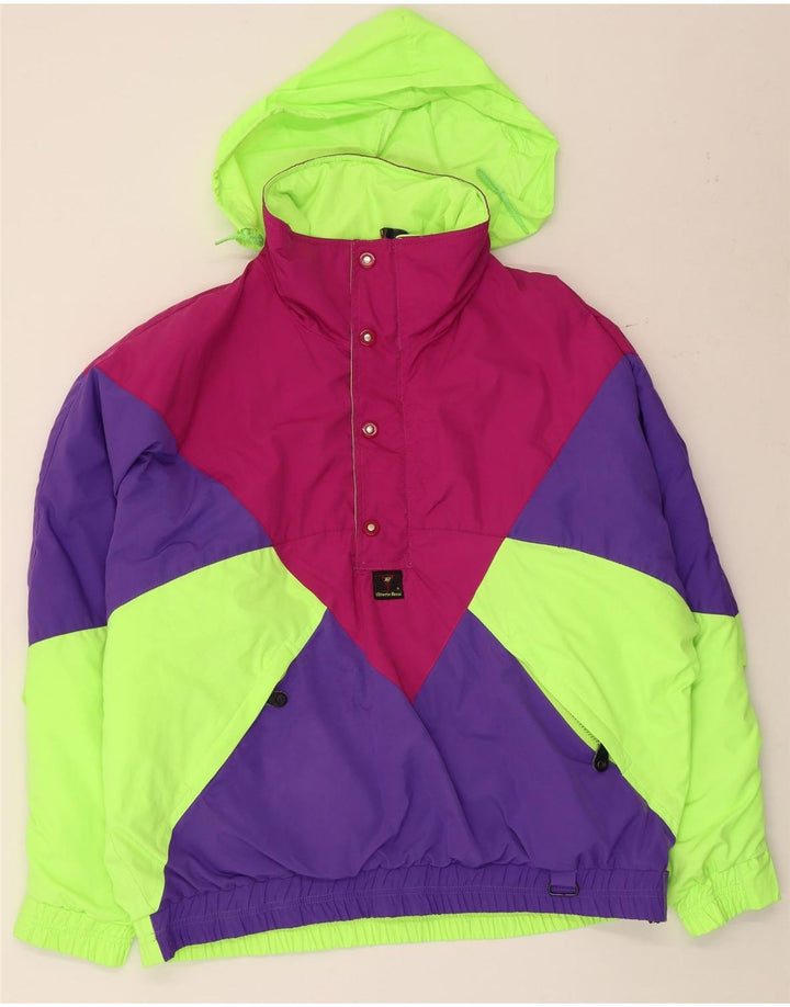Vintage Ανδρικό μπουφάν Anorak με κουκούλα IT 50 μεγάλο πολύχρωμο μπλοκ χρώματος