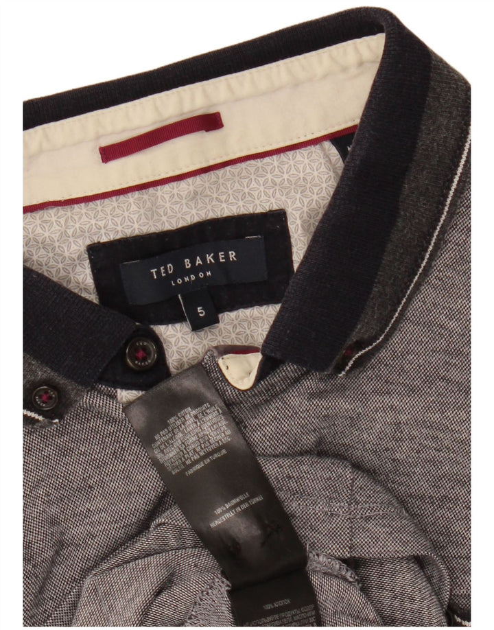 TED BAKER Ανδρικό μπλουζάκι πόλο μεγέθους 5 XL, βαμβακερό γκρι