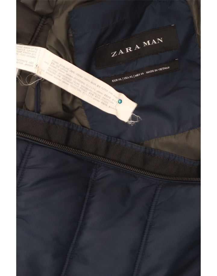 ZARA Ανδρικό padded Gilet UK 42 XL Navy Blue Polyester