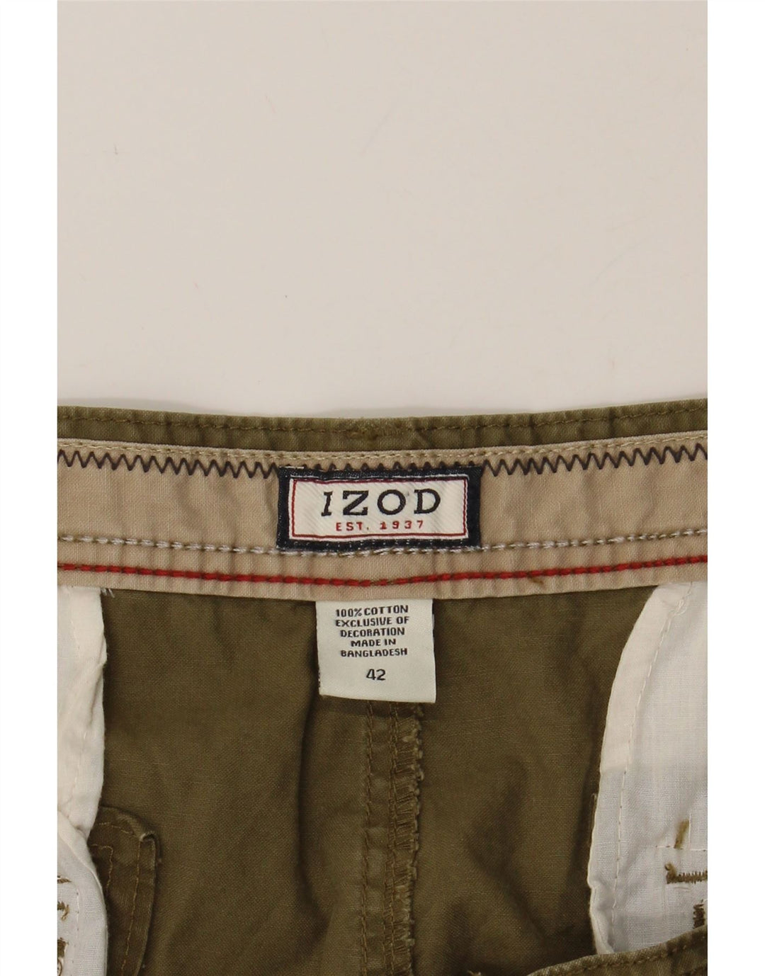 IZOD Mens Cargo Shorts W42 2XL Khaki Cotton Vintage Izod and Second-Hand Izod from Messina Hembry 