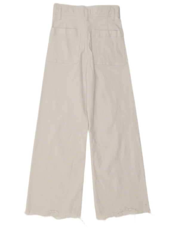 Zara γυναικείο ψηλό ψηλό φαρδύ τζιν EU 36 XS W26 L29 Λευκό
