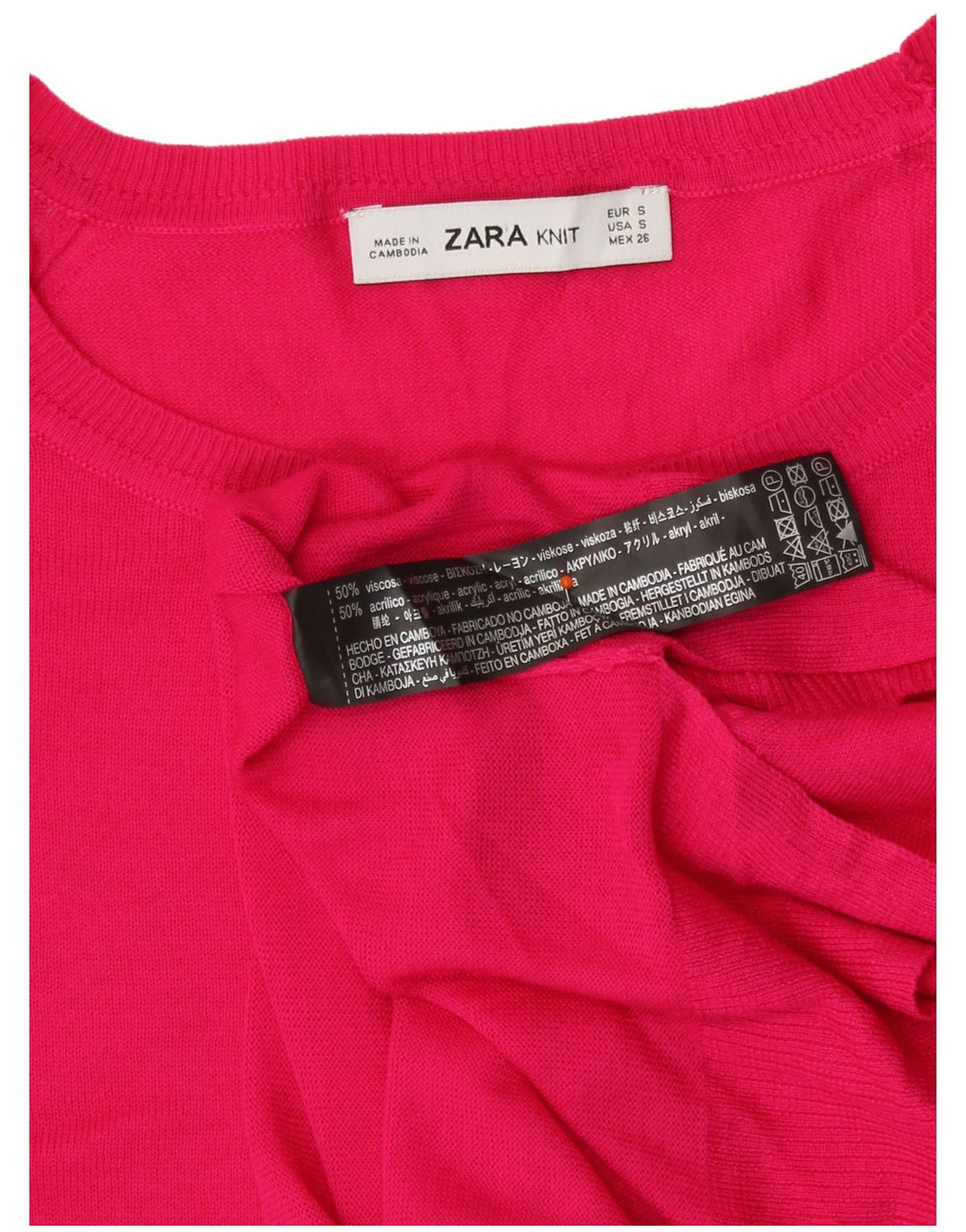 Zara γυναικείο πουλόβερ με λαιμόκοψη μεγάλου μεγέθους UK 10 Small Pink Viscose