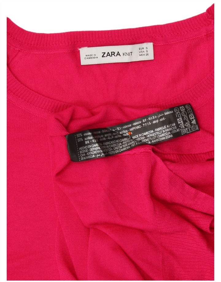 Zara γυναικείο πουλόβερ με λαιμόκοψη μεγάλου μεγέθους UK 10 Small Pink Viscose