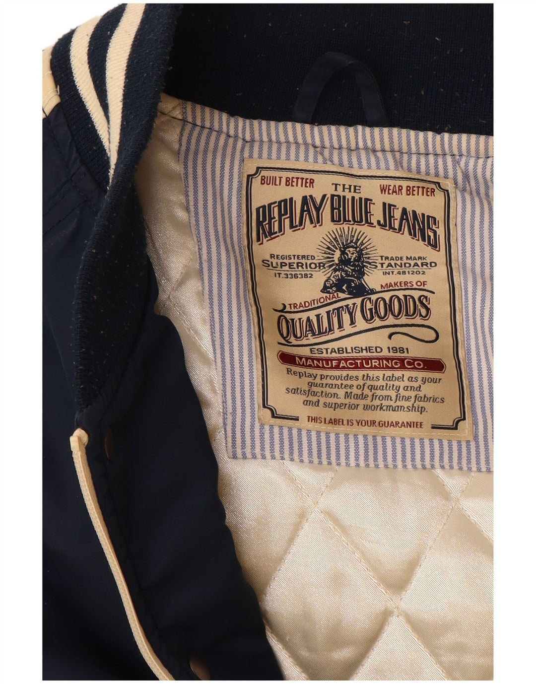 REPLAY Ανδρικό γραφικό μπουφάν UK 38 Medium Navy Blue Colorblock