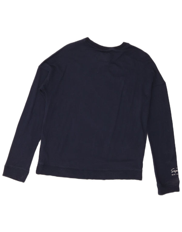 Superdry Γυναικεία γραφική φούτερ Jumper UK 8 Small Navy Blue Viscose