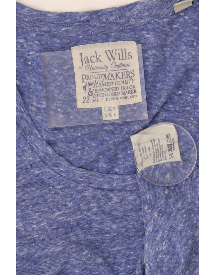 JACK WILLS Womens T-Shirt Top UK 10 Small Blue Flecked Polyester