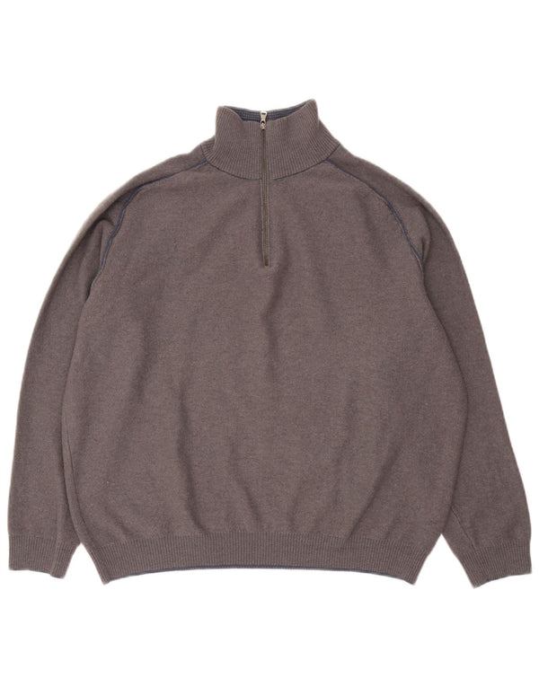 Ανδρικό πουλόβερ Hugo Boss Slim Fit με φερμουάρ, 2XL, γκρι παρθένο μαλλί