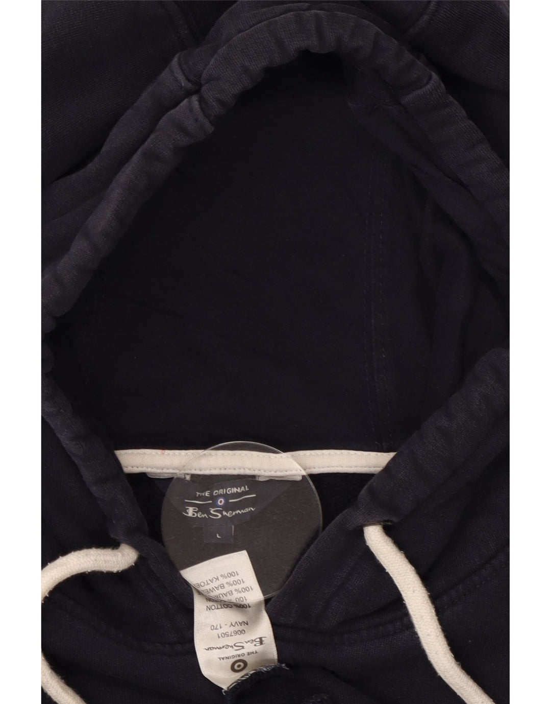 BEN SHERMAN Γυναικείο υπερμεγέθη γραφικό μπλουζάκι με κουκούλα UK 16 Large Navy Blue