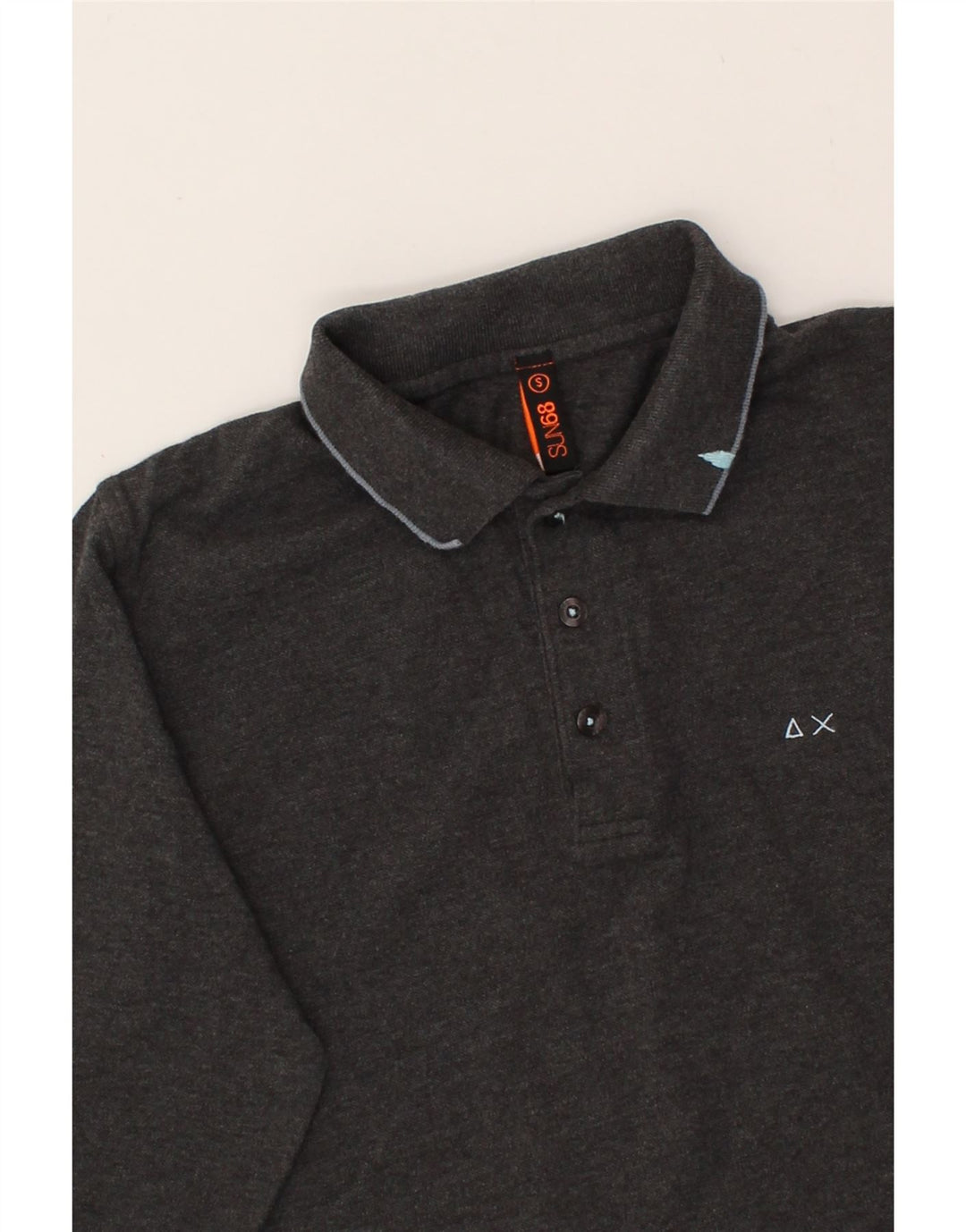 SUN68 Mens Long Sleeve Polo Shirt Small Grey Cotton Vintage Sun68 and Second-Hand Sun68 from Messina Hembry 