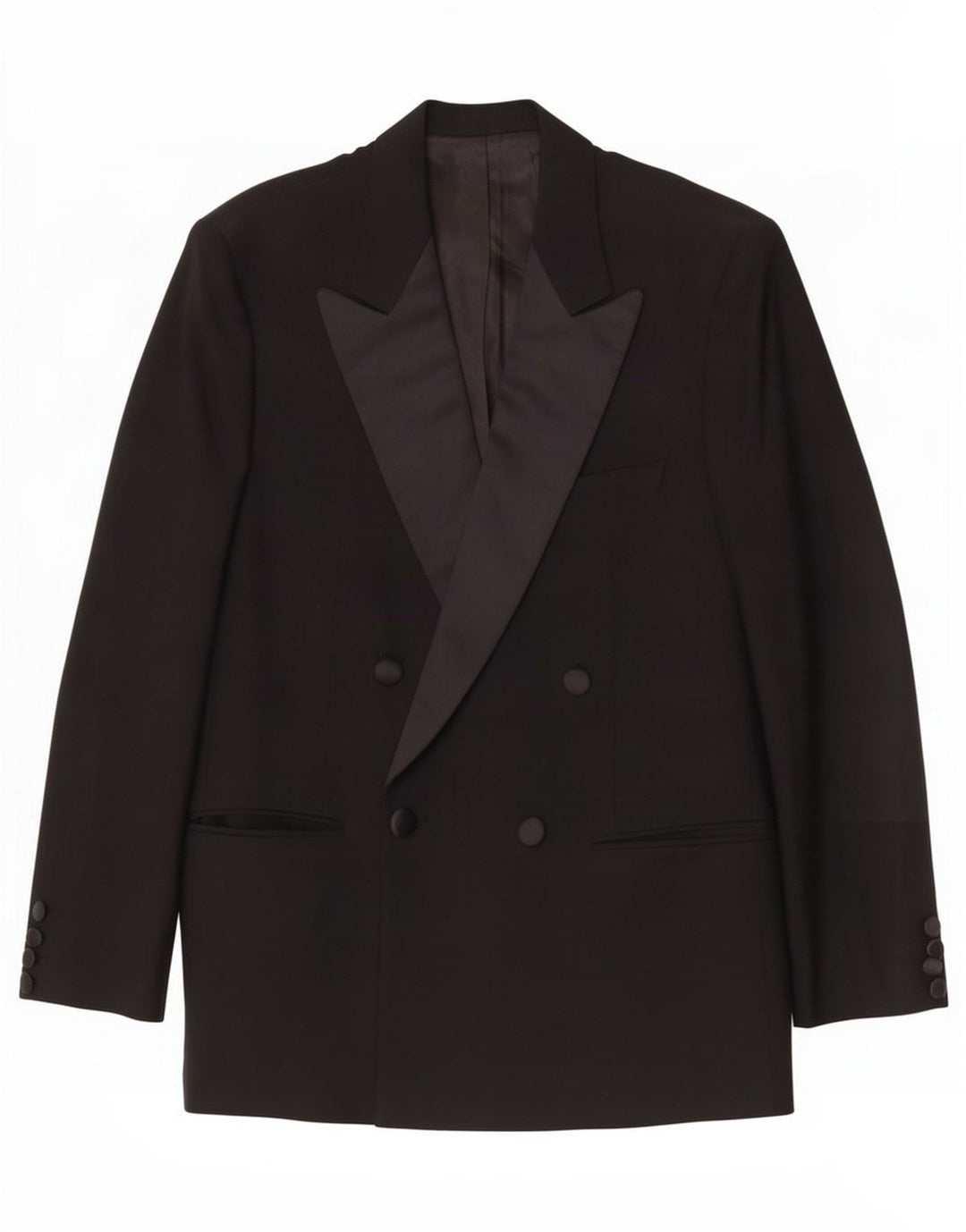 Vintage Ανδρικό Διπλό Μπουφάν Blazer UK 38 Μέτριο Μαύρο Παρθένο Μαλλί