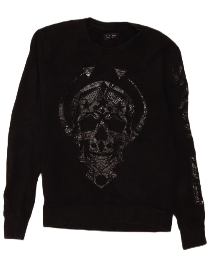 Ανδρικό γραφικό φούτερ Zara Jumper Μεσαίο μαύρο πολυεστέρα