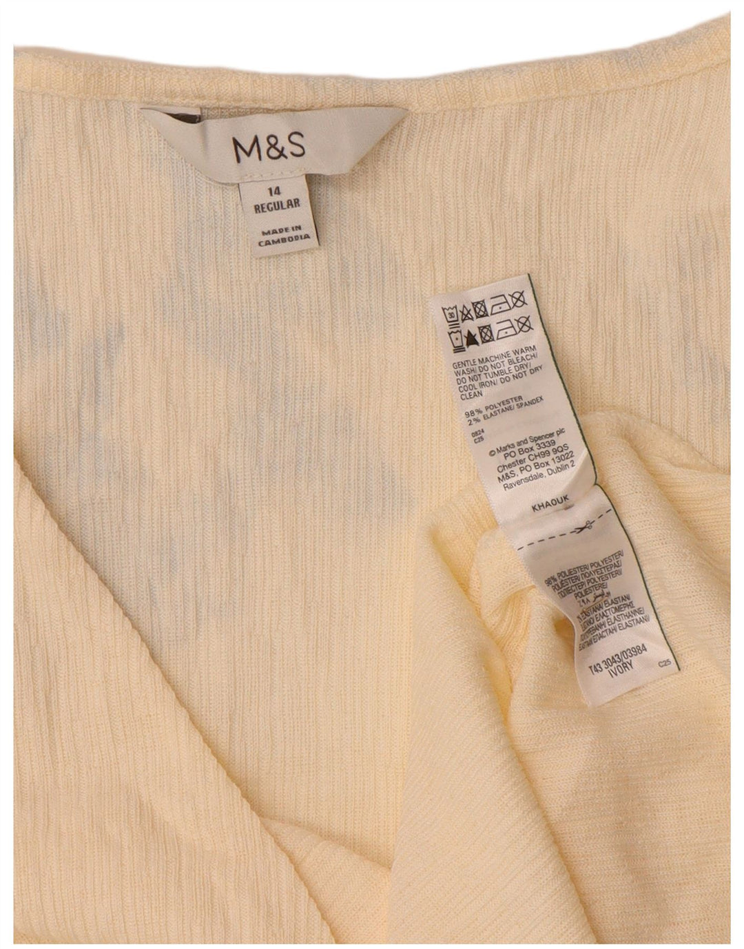 Marks & Spencer Γυναικεία μακρυμάνικη μπλούζα τοπ UK 14 μεσαίο μπεζ πολυεστέρας
