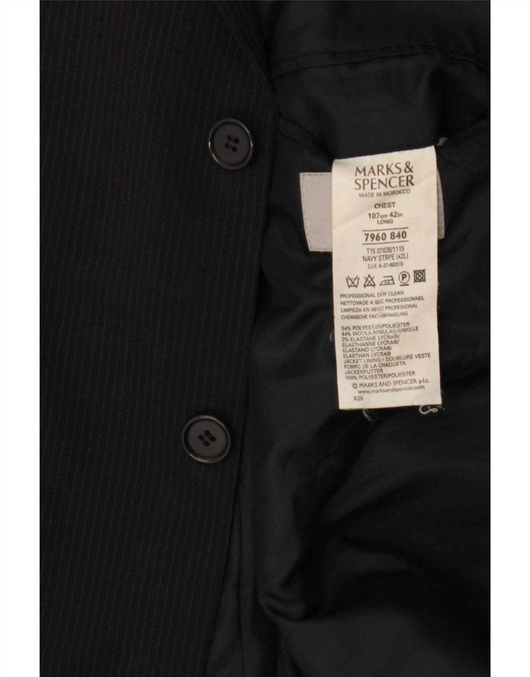 Marks & Spencer Ανδρικό σακάκι UK 42 Large Navy Blue ριγέ Classic