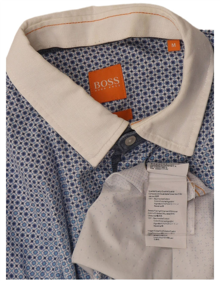 Ανδρικό πουκάμισο Hugo Boss, μεσαίο μπλε γεωμετρικό βαμβακερό