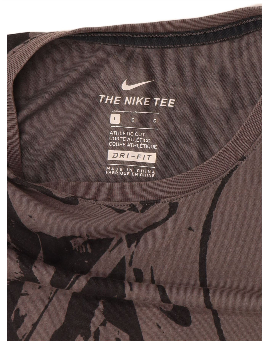 Ανδρικό μπλουζάκι Nike Dri Fit με γραφικό αφηρημένο μοτίβο τοπ μεγάλο γκρι