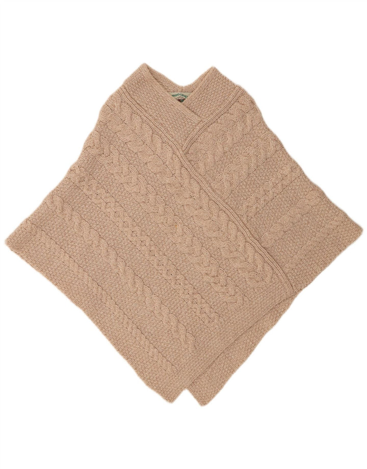 Aran Crafts Γυναικεία υπερμεγέθη Poncho Jumper UK 10 Small Beige Wool Merino