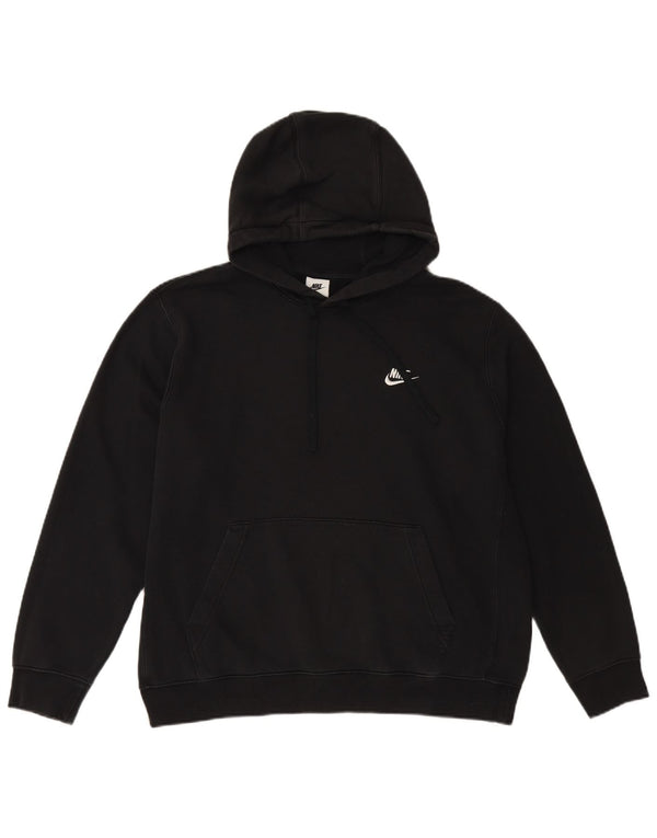 NIKE Mens Hoodie Jumper Large Black Cotton