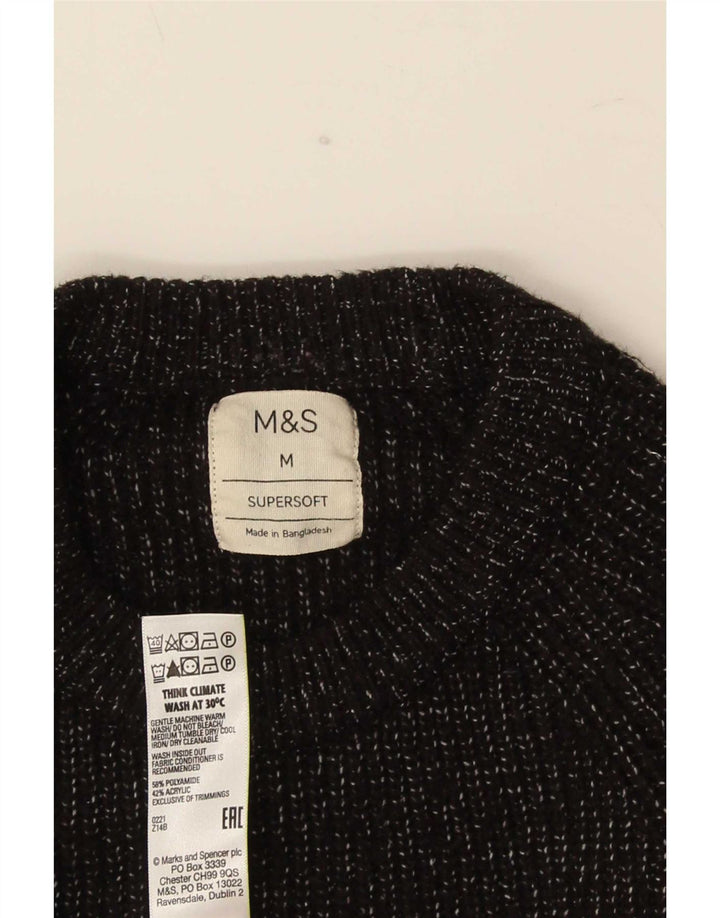 Marks & Spencer Ανδρικό πουλόβερ με λαιμόκοψη μεσαίου μαύρου χρώματος