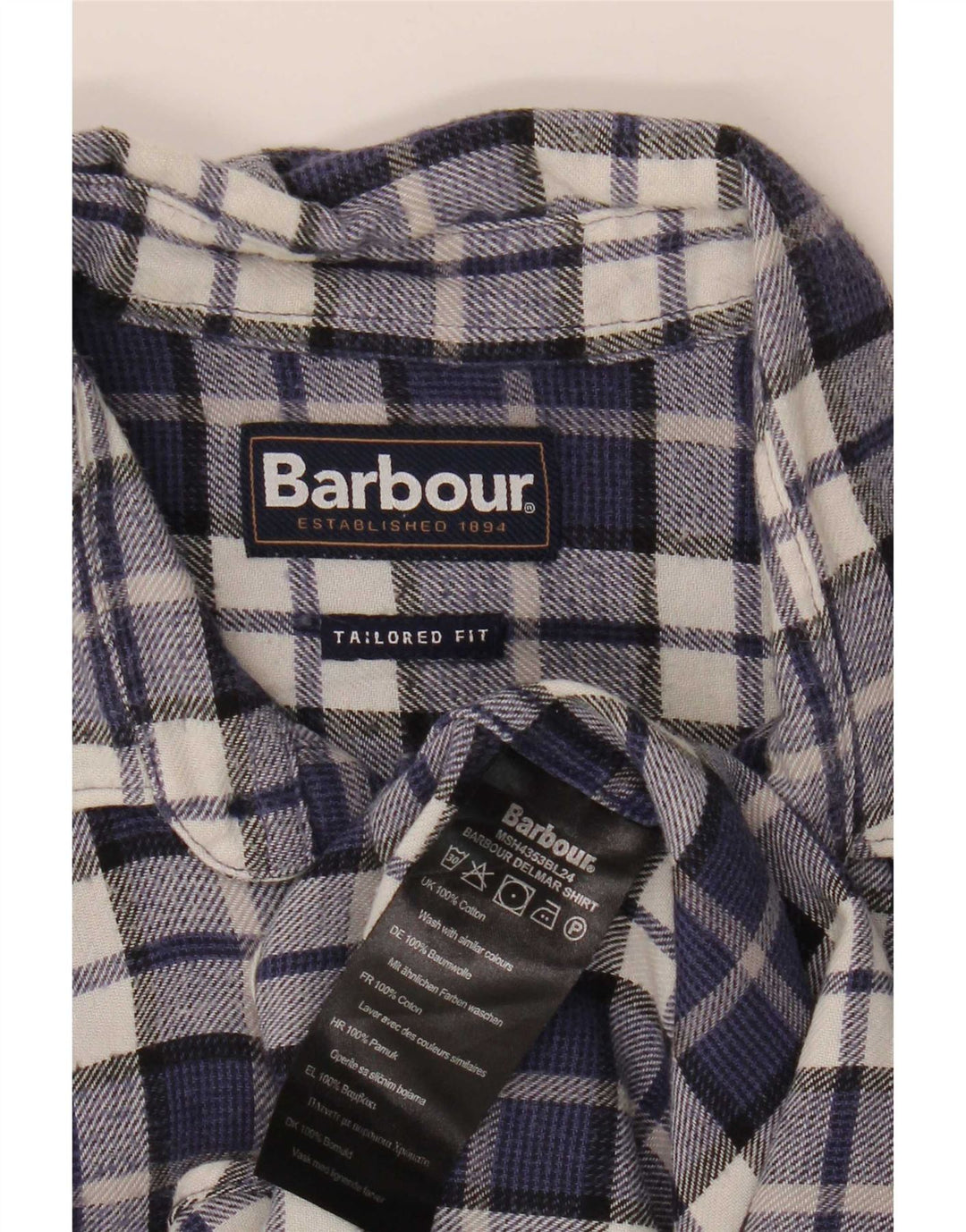 Ανδρικό φανελένιο πουκάμισο Barbour Προσαρμοσμένο σε εφαρμογή, Βαμβακερό καρό σε μπλε ναυτικό