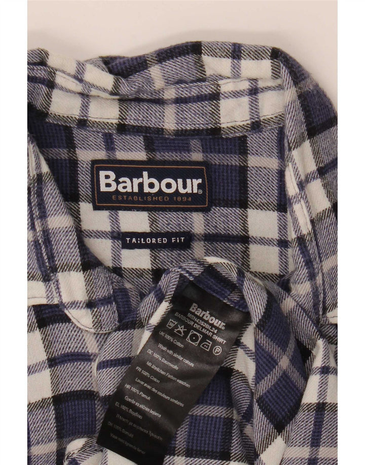 Ανδρικό φανελένιο πουκάμισο Barbour Προσαρμοσμένο σε εφαρμογή, Βαμβακερό καρό σε μπλε ναυτικό