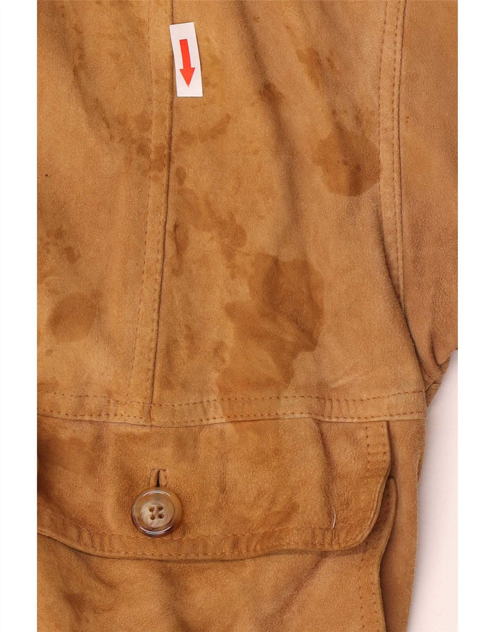 Vintage Ανδρικό Suede Bomber Jacket IT 54 2XL Καφέ Ρετρό