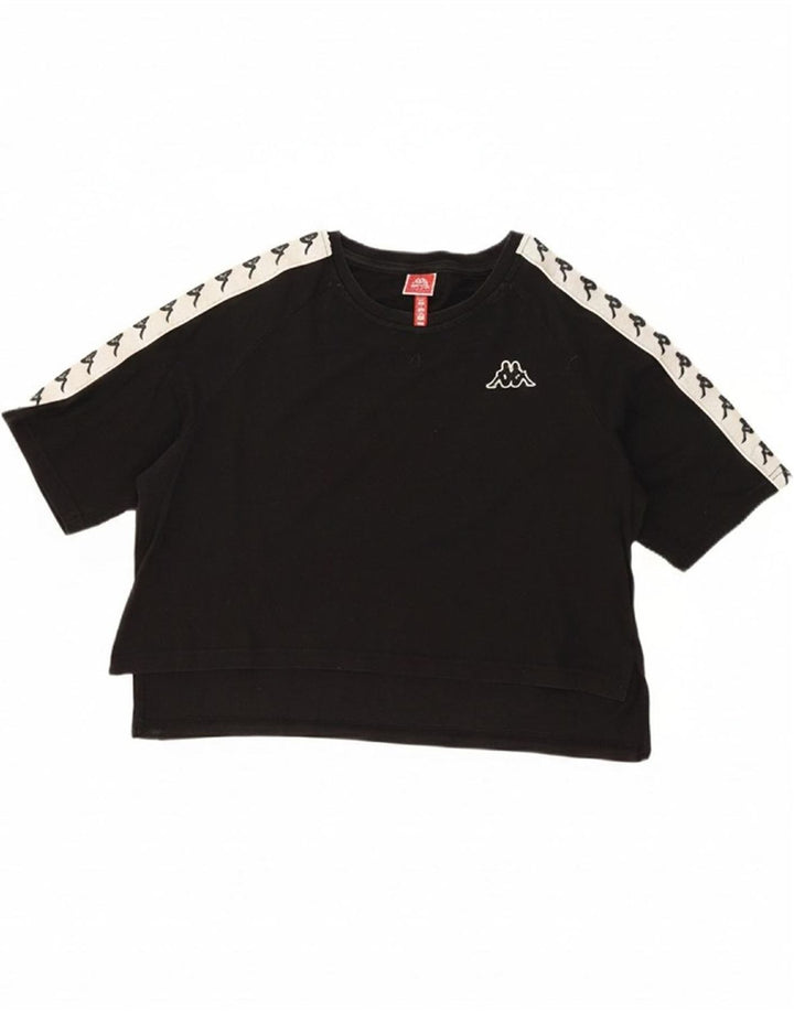 KAPPA Womens Crop Graphic T-Shirt Top UK 14 Medium Black