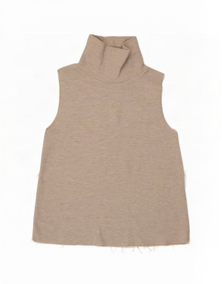 Zara Γυναικείο Γιλέκο Τοπ UK 12 Medium Beige Πολυεστέρας