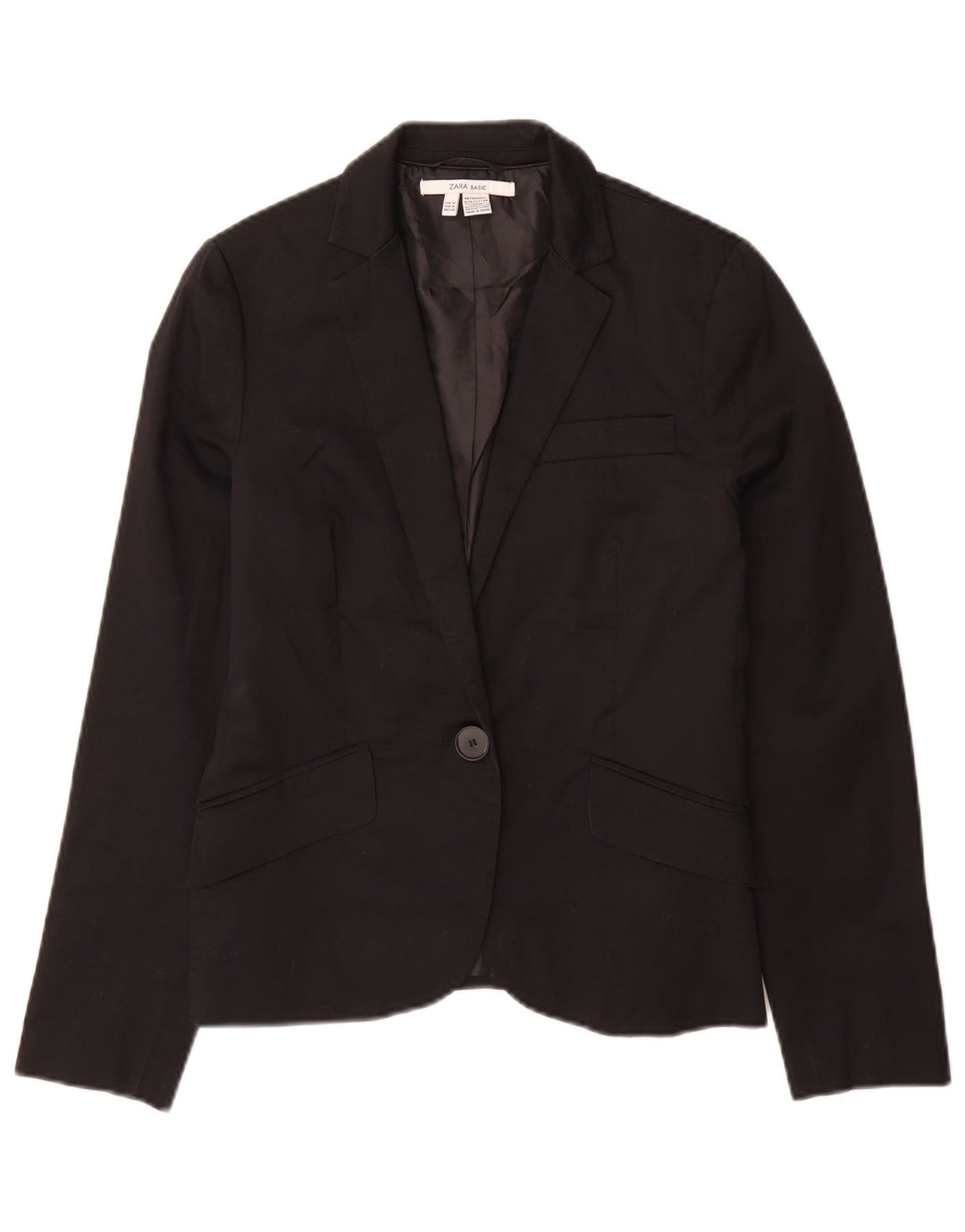Zara Γυναικείο σακάκι 1 κουμπιού blazer UK 12 μεσαίο μαύρο βαμβακερό