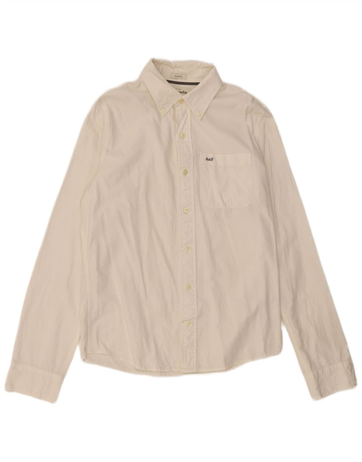 Ανδρικό Μυώδες Πουκάμισο Abercrombie & Fitch, μεγάλο λευκό βαμβακερό