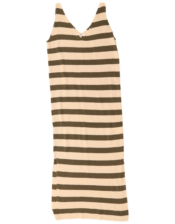 Marks & Spencer Γυναικείο Αμάνικο Jumper Φόρεμα UK 14 Μεσαίο πράσινο ριγέ