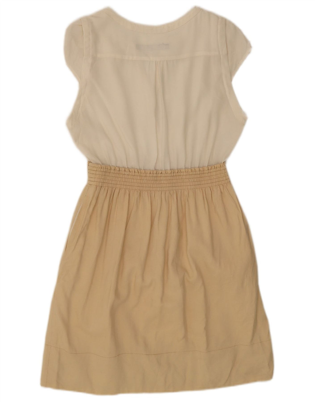 Zara Γυναικείο Βασικό Φόρεμα UK 12 Medium White Colourblock Polyester