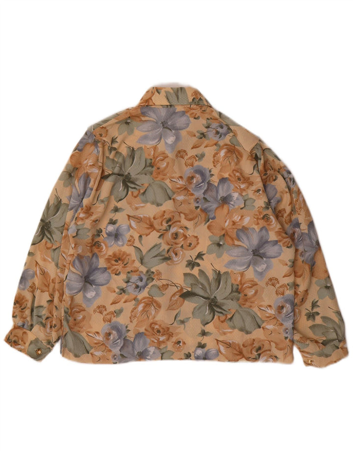 VINTAGE Γυναικείο Πουκάμισο Μπλούζα UK 14 Μεσαίο καφέ Floral Πολυεστέρας