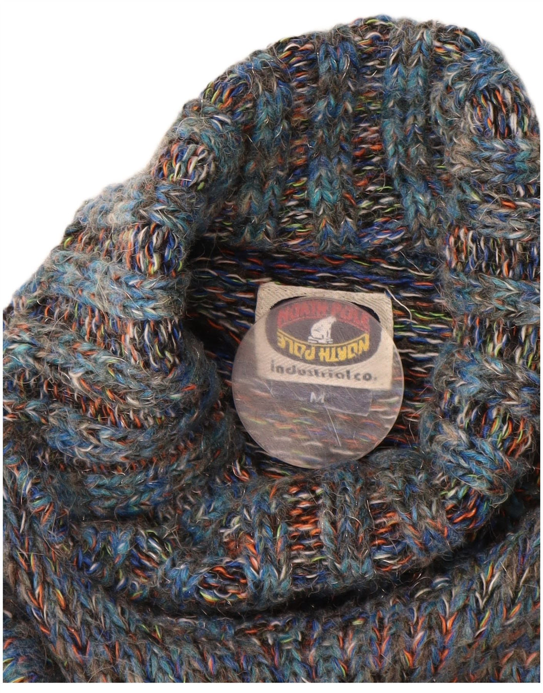 NORTH POLE Ανδρικό πουλόβερ με ρολό λαιμόκοψη μαλλί μεσαίου μπλε