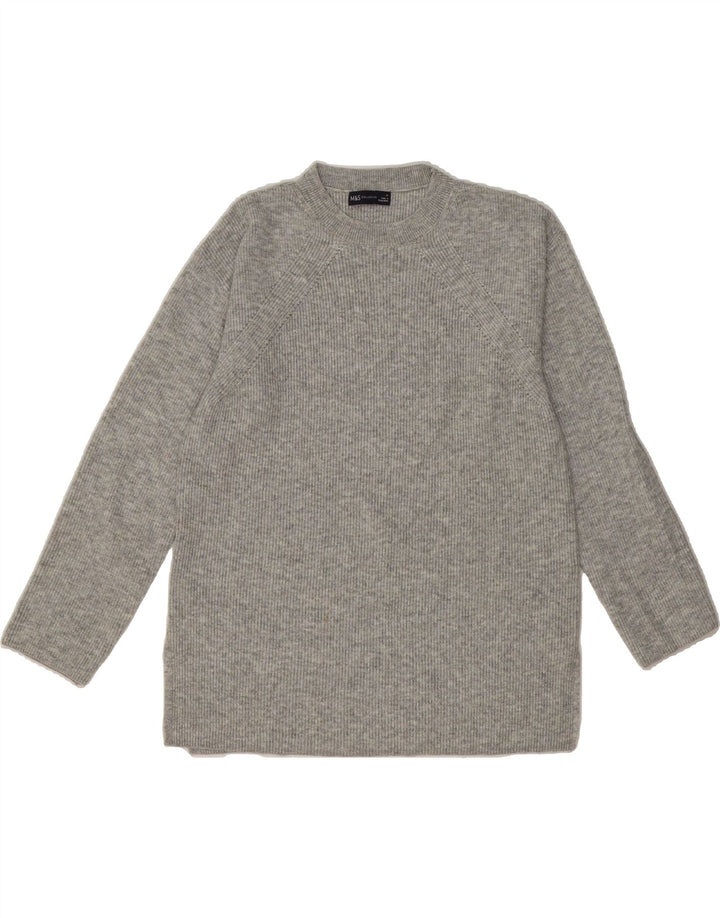 MARKS & SPENCER Womens Crew Neck Jumper Sweater UK 14 Medium Grey Vintage Marks & Spencer and Second-Hand Marks & Spencer from Messina Hembry 